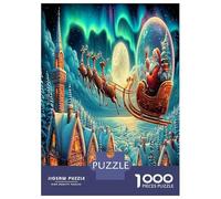 Santa's Night Flight Jigsaw Puzzles for Adults 1000 Pieces Aurora Snow Night Puzzles Beautiful Decoration Educational Games Fun Details 70x50cm/1000pcs