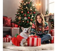 Santa's Paws Christmas Jumper & Outfit - Large Dog & Cat Xmas Clothes, Bow Tie & Accessories for Dog & Cat Cosplay
