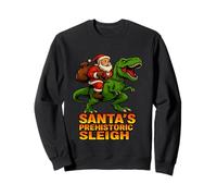 Santa's Prehistoric Sleigh Funny Dinosaur Xmas Sweatshirt