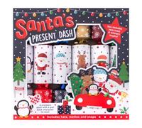 Santa's Present Dash Christmas Crackers 6 Pack with Interactive Racing Game | Fun for all the family, each one contains a pull-back race character and a hat, the ideal finishing touch to the dinner table