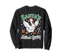 Santa's Silliest Goose Stars Candy Joyful Christmas Lights Sweatshirt