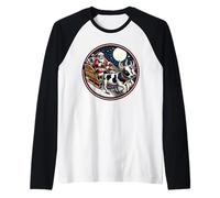 Santa's Sleigh and Farm Animals Christmas Cow Raglan Baseball Tee