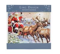 Santas Sleigh Christmas Advent Calendar | Traditional Picture Advent Calendar | Festive Santa and Reindeer Scene - 23cm