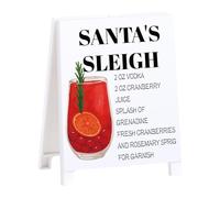 Santa's Sleigh Drinking Christmas Bar Sign Funny Coffee Bar Accessories Desk Decoration Gifts for Colleagues New Couples Friends Alcohol Lovers Bars Decor Pubs Decors for Home Kitchen Shelf Table