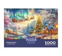 Santa's Sleigh Flies over A Village 1000-Piece Jigsaw Puzzle Brainteasing Challenge for All Ages 52x38cm/1000pcs