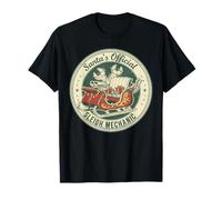 Santa's Sleigh Mechanic Retro Christmas Graphic for Car Guy T-Shirt