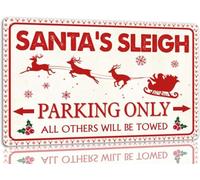 Santa's Sleigh Parking Only Tin Sign Funny Christmas Metal Signs Retro Santa Sign Christma Wall Art Decor For Home Cafe Shop 6x8 Inch Suitable For Bedroom Restaurant Bathroom Indoor-Outdoor Bar Cafe