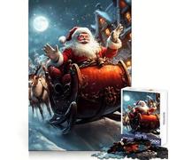 Santa's Sleigh Ride Christmas 1000 Piece Jigsaw Puzzles for Adults Improve Memory Anxiety Relief Sharp Edge Wall Art Decor (38x52cm)