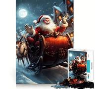 Santa's Sleigh Ride Christmas 1000 Piece Jigsaw Puzzles for Adults Jigsaw Mind Puzzle Mind Calm Art Assembly Unique Gift (50x75cm)