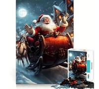 Santa's Sleigh Ride Christmas 1000 Piece Jigsaw Puzzles for Adults Jigsaw Think Toy Home Enjoy Fine Cut Santa Wish Gift (38x26cm)