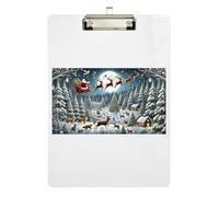 Santa's Sleigh Ride Clipboard Acrylics Cute Clipboard A4 Standard Size Clip Boards with Low Profile Metal Clip for Classrooms, Restaurants, School 12.5 x 9 Inches