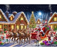 Santa's Sleigh Ride Jigsaw Puzzles 500 Pieces - 500 Piece Christmas Puzzles for Adults - HD Color, Interlocking Precision Cut Pieces, Holiday Activity for Families, by Vermont Christmas Company