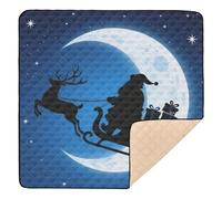 Santa's Sleigh with Reindeer Silhouette Large Non-Slip Baby Activity Play Mat for Floor Non-Toxic Playroom Activity Mat for Babies Infants Toddlers, 50'' x 50''