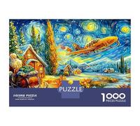 Santa's Starry Flight 1000 Piece Sturdy Paper Board Santa in Winter Scene Jigsaw Puzzles for Teens Digital Detox Home Decor Recycled Cardboard Limited Edition 52x38cm/1000pcs