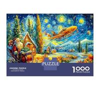 Santa's Starry Flight Thick Cardboard Cabin Starry Jigsaw Puzzle Bundle Family Puzzle Lovers Brain Training Puzzle Gift for Teen Puzzle Fans 12-18 Years 70x50cm/1000pcs