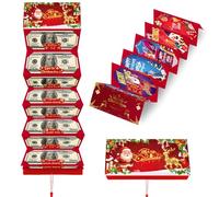 Santa's Ten-Compartment Red Envelope Bag Dollar-Themed Christmas Party Money Box Holiday Surprise Cash & Gift Card Storage Box Foldable Envelope, Suitable for Cash, Checks, or Cards deep red