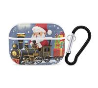 Santa's Train AirPods Pro 2 Case Cover, Shockproof Hard Shell Protective Case for Women Men, Compatible with Airpod Pro Case 2nd/1st Generation with Keychain-White