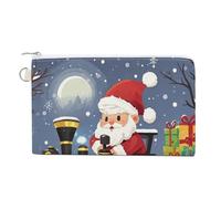 Santa's Train Coin Purses with Zipper, Personalized Zero Wallet for Shopping, Small Makeup Pouches Bag for Travel, Card Organizer Case, Portable Canvas Change Purses