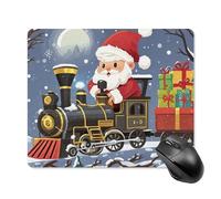 Santa's Train Mouse Pad with Stitched Edge, Premium Mousepad Washable Cloth, Non-SlipRubber Mouse Mat Perfect Design for Gaming, Laptop, Office Work