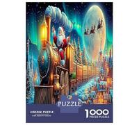 Santa's Train Ride Puzzle Great Gift Beautiful Decoration 1000 Piece Aurora Snow Night Jigsaws Puzzles Challenging Games for Adults And Kids Age 14 Years Up 38x26cm/1000pcs