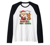 Santas WiFi Down Reindeer Trouble Raglan Baseball Tee