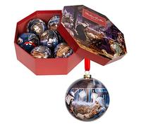 Santa's Workshop Box of 7 Christmas Baubles Shatterproof Plastic 70mm - Nativity