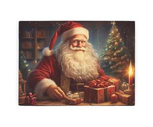 Santas Workshop Glass Worktop Protector - Seasonal Kitchen Gift/Present for Xmas - Smooth Chopping/Cutting Board Worktop Saver with Non-Slip Feet 39cm x 28.5cm (15" x 11")