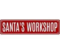 Santa's Workshop Sign Novelty Santa's Workshop Decor Santa's Workshop Street Sign Wall Art Decor For Home Farmhouse Bar Cafe Man Cave 40x10 Cm