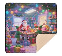 Santa's Workshop with Elves Soft Foam Baby Gym & Activity Mat for Indoor Outdoor Washable Infant Play Activity Mat for Baby Toddler Infant, 50'' x 50''