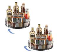 Santentre 2 Pack Clear Lazy Susan Organizer 8.2", Plastic Round Rotating Turntable Organizer for Pantry, Cabinet, Fridge, Countertop, Vanity, Small Spinning Storage Container for Spices, Snack