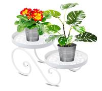 Santentre 2 Tier White Plant Stand, Anti-Rust Iron Plant Pot Stand Indoor Outdoor, Metal Plant Stands Indoor Plant, Plant Pot Holders Indoor for Multiple Plants, Flower Stand Shelves for Garden Home