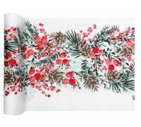 Santex 8220-7-30, Poinsettia Christmas Table Runner 3 m, White/Red