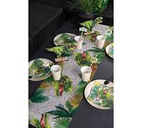 Santex Dinosaur Print Table Runner, Green, Lime Mint, Jungle Pattern, Polyester, 30cm x 5m