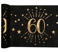 SANTEX Glitter Age 60 Metal Table Runner Black/Gold 6787-60-30
