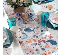 Santex mariage Under the Sea Table Runner, Mermaid Birthday Party Paper Table Cover, Childrens Seaside Ocean Party Tableware 5m