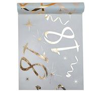 Santex Table Runner, White and Gold, Polyester, 30 cm x 5 m