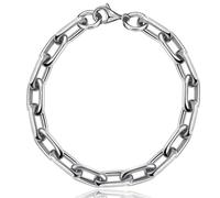 SanThree 8mm TA1 Pure Titanium Oval Square Chain Bracelet, Ultra Thick Skin Friendly Seamless Welded Link Chain Bracelets for Men Birthday Anniversaries Father Gifts,8.26"/8.66"/9.05",Come with Gift