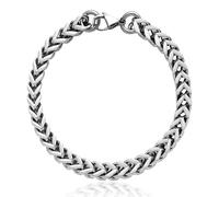 SanThree Solid Pure Titanium Square Keel Link Bracelets 7mm Welded Finely Polished Skin Friendly Shinny Twist Bracelet for Women Men Sensitive Skin Valentines Birthday Gifts 9.05”, 9.05 Inches, Pure