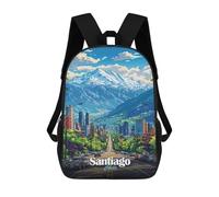 Santiago, Chile Cityscape Backpack, 3D Printed School Bag, School Lunch Bag, Travel Backpack, Friends Backpack, School Backpack for Girls And Boys 17inch