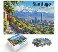 Santiago Chile Cityscape Illustration_001 Jigsaw Puzzle, 1000 Piece | For adults looking for a satisfying home activity: Adult jigsaw puzzle with 1000 pieces suits patient puzzle fans.