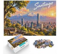 Santiago Chile Cityscape Illustration Adult Jigsaw Puzzle 1000pcs (52x38cm) | For rainy days at home, this adult jigsaw puzzle with 1000 pieces fits naturally into relaxed home leisure.