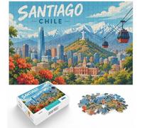 Santiago, Chile Cityscape with Mountains Jigsaw Puzzle, 1000 Piece | For after-work downtime: Adult jigsaw puzzle with 1000 pieces fits naturally into relaxed home leisure.