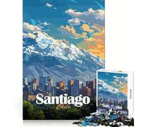 Santiago, Chile Skyline 1000 Piece Jigsaw Puzzles for Teenagers Memory Boost Home Leisure Image Assembly Lovely Gift (38x26cm)