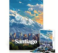 Santiago, Chile Skyline 1000 Pieces Jigsaw Puzzles for Teenagers Enhance Memory Easy Leisure Firm Cut Wall Art Decor (38x52cm)