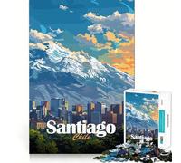 Santiago, Chile Skyline 1000 Pieces Jigsaw Puzzles for Teenagers Enhance Memory Easy Leisure Firm Cut Wall Art Decor (38x52cm)