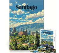 Santiago, Chile Skyline Jigsaw Puzzle 1000 Piece for Teenagers Logic Train Toy Light Relax Smooth Cut Wall Art Decor (38x52cm)