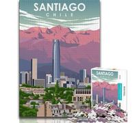 Santiago Chile Travel Art Puzzles for Teenagers Teens 1000pc Puzzle,Fun Games Every Piece Is Unique - Challenging Family Fun Game 75x50cm