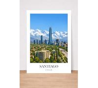 Santiago Chile Travel Poster, City Skyline Wall Art, Andes Mountains Print, Home Decor. Size A4