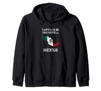 Santiago de Compostela Mexico Vintage Mexico Flag Map Design Zip Hoodie