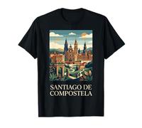 Santiago de Compostela Spain Retro Pilgrimage Graphic T-Shirt